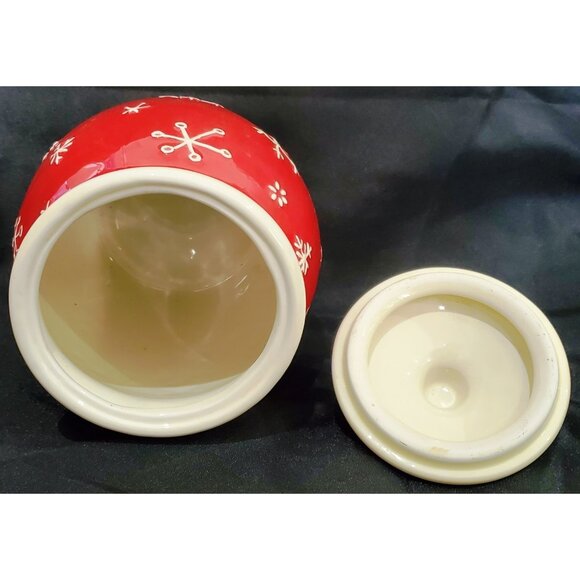 Hallmark small Merry Days snowman COOKIE TREAT JAR Christmas canister ceramic - Picture 5 of 9